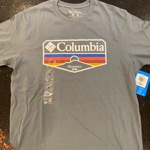 Columbia Gray Short Sleeve Tee with Logo and tags